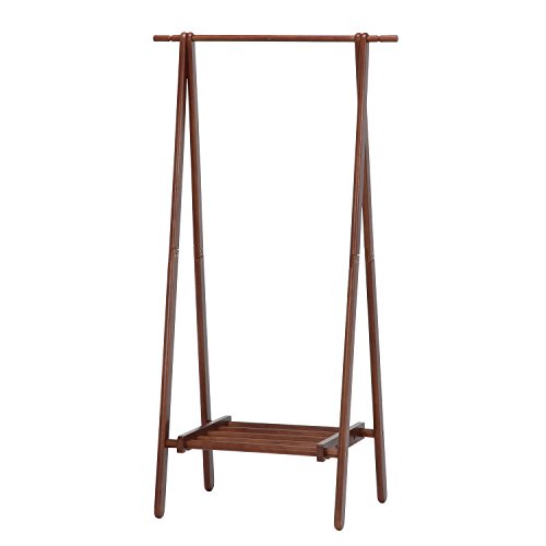 コートハンガー ハンガーラック スリム 木製 幅80×奥行45×高さ147.8cm ブラウン 棚付き 玄関収納 天然木 15192