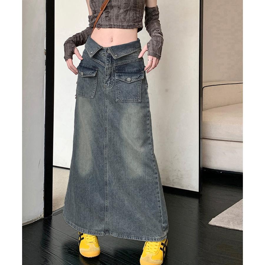 デニムマキシスカート バックスリット入り