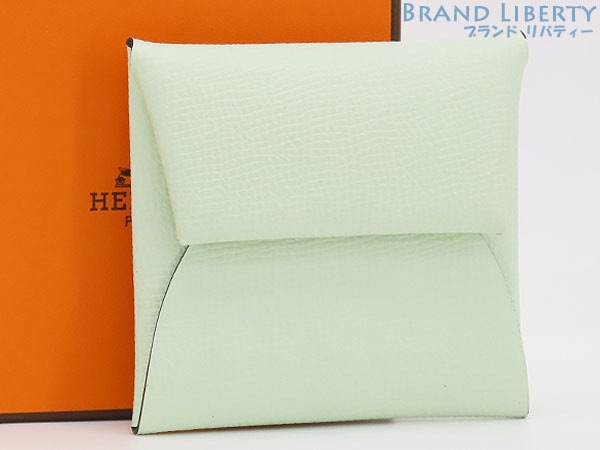 新古品エルメスバスティアヴェルソコインケース小銭入れバイカラーグリーンVertFizzVertYuccaヴォーエプソン