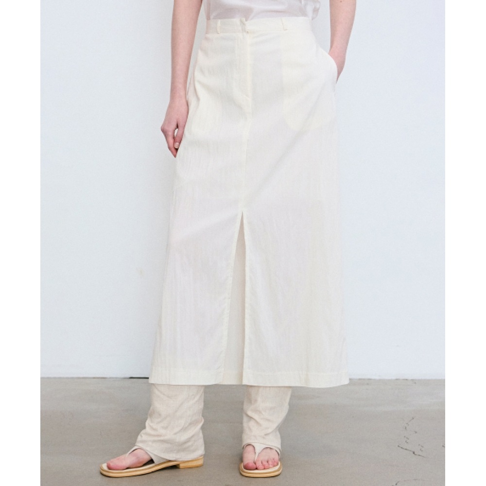 ニック&ニコールシーサッカースリットロングスカート_アイボリー