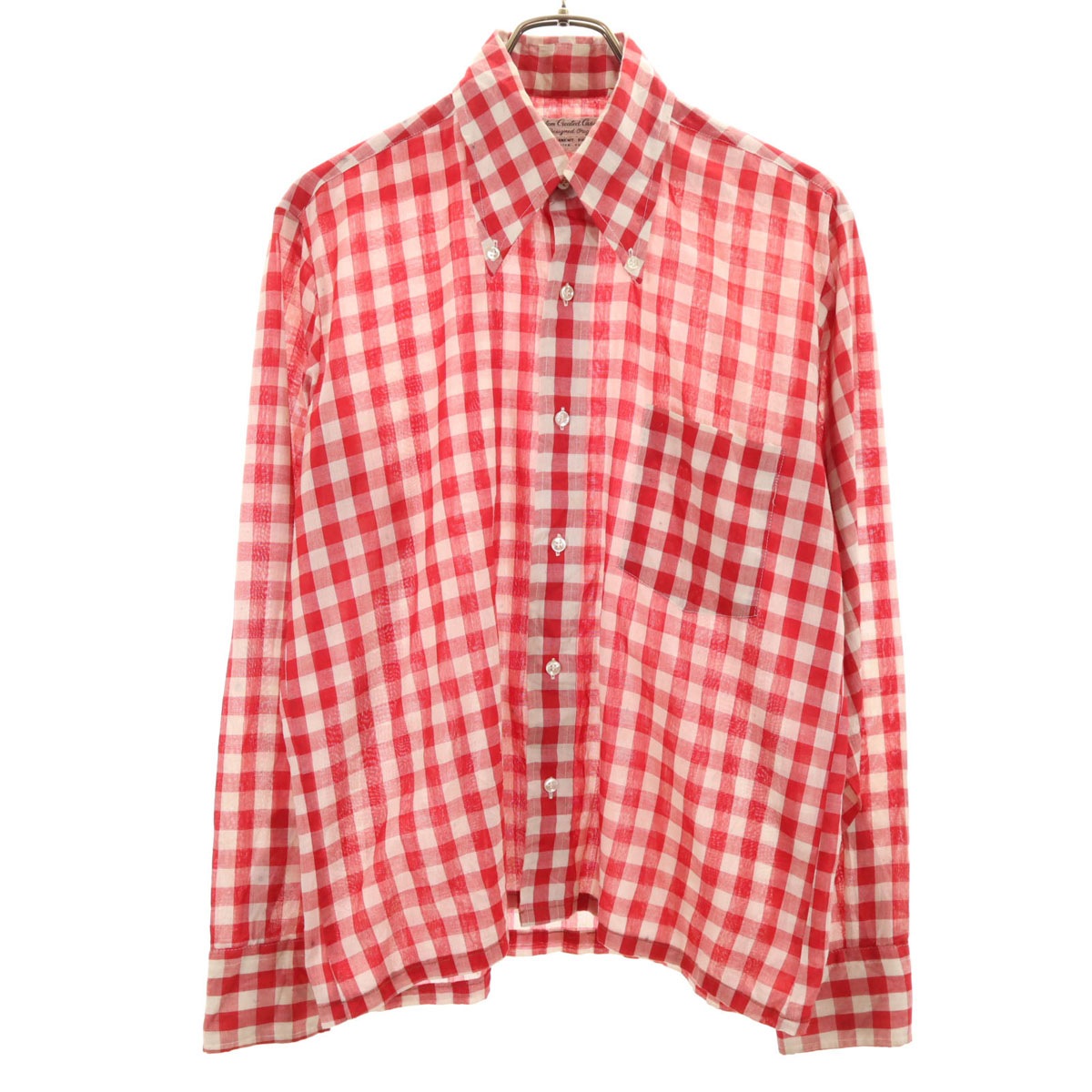 CUSTOM CREATED CASUALS 50s 60s ヴィンテージ ギンガムチェック 長袖 ボタンダウンシャツ M レッド メンズ 古着