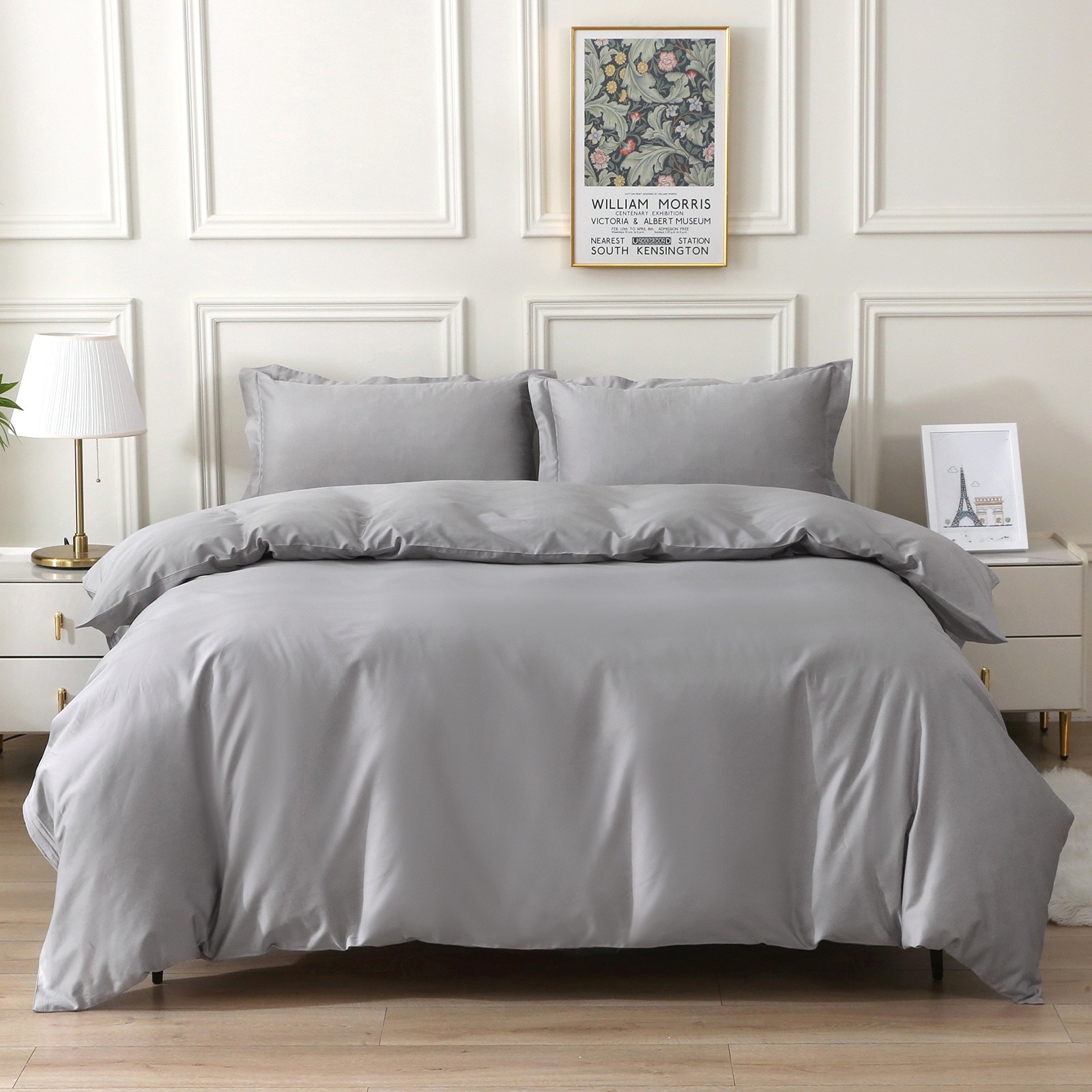 布団カバー ダブル 3点セット グレー オーストラリア綿100% ホテル仕様 サテン調 さらさら肌触り 吸汗 速乾 7,265円