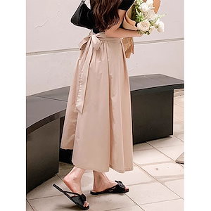 韓国ファッション スカート ロングスカート プリーツスカート マーメイドスカート 夏 レトロで優しいリボン デザイン