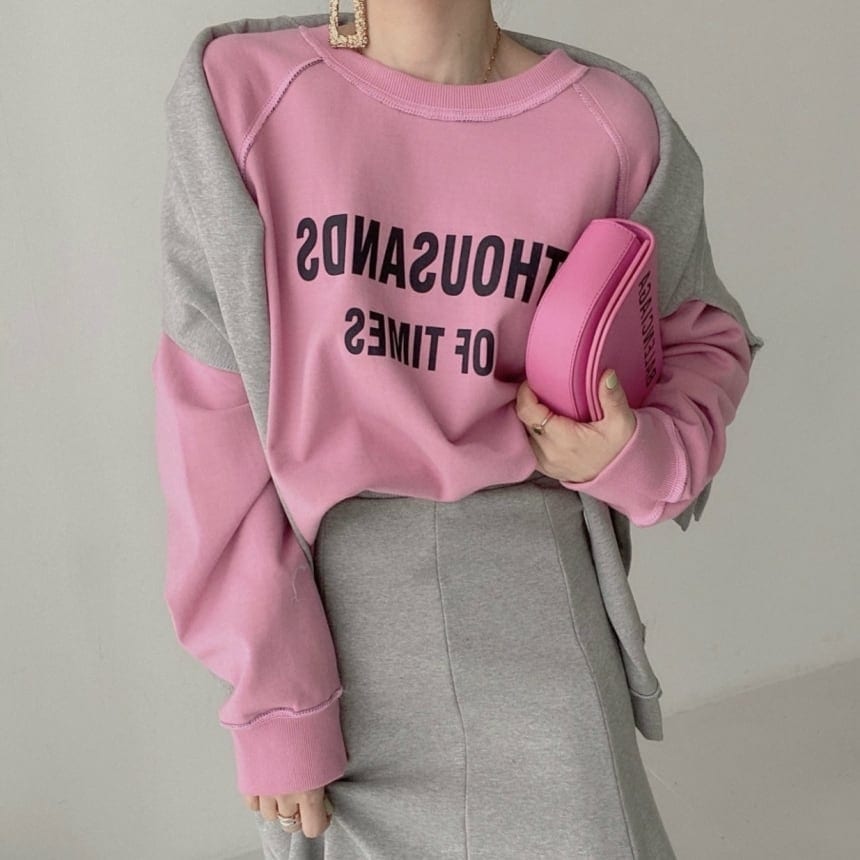 スウェット トップス デート トレーナー リバーシブル レタリング ロゴ 袖あり 長袖 ビッグシルエット リボン メンズライク かわいい 大人可愛い きれいめ シンプル カジュアル 大人 上品 wto