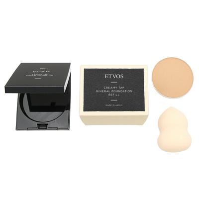 【セット】エトヴォス ETVOS クリーミィタップミネラルファンデーション 7g SPF42 PA+++ パフ付 レフィル + ブラックケース