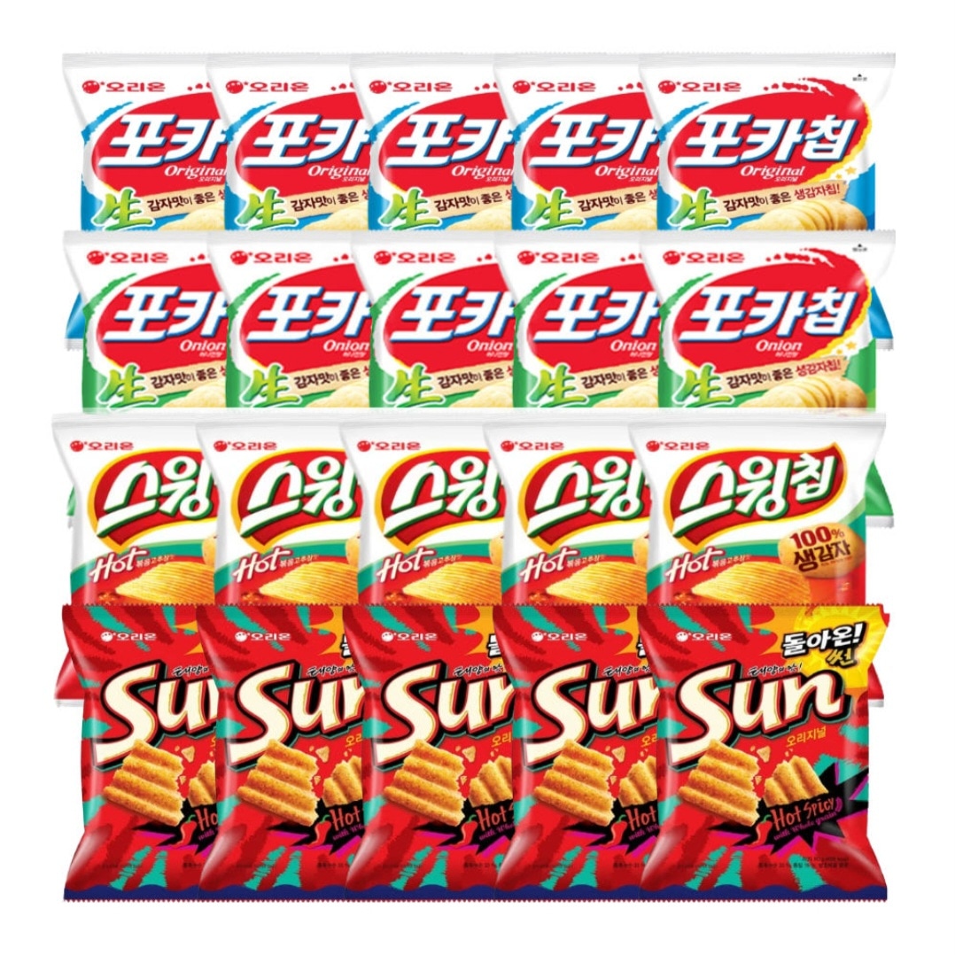 【韓国お菓子】オリオン ポカチップ・スイングチップ・サン 人気スナック4種 食べ比べセット 計20個 大容量 詰め合わせ