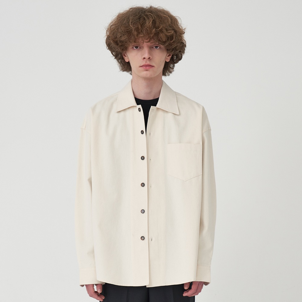 SINGLE BREASTED SHIRT JACKET_IVORY