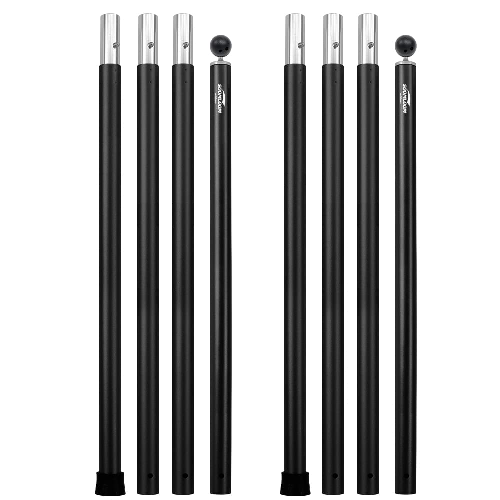Soomloomアルミポール テントタープ設営用 A6061アルミニウム 外径28mm3節 /4節連結 1本/2本入り 分割式 プッシュボタン式 調節簡単 キャンプギア
