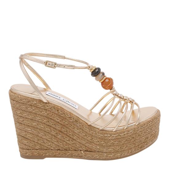 JIMMY CHOO Women Sandals LEMI WEDGE 100 IPRGOLD MIX Gold