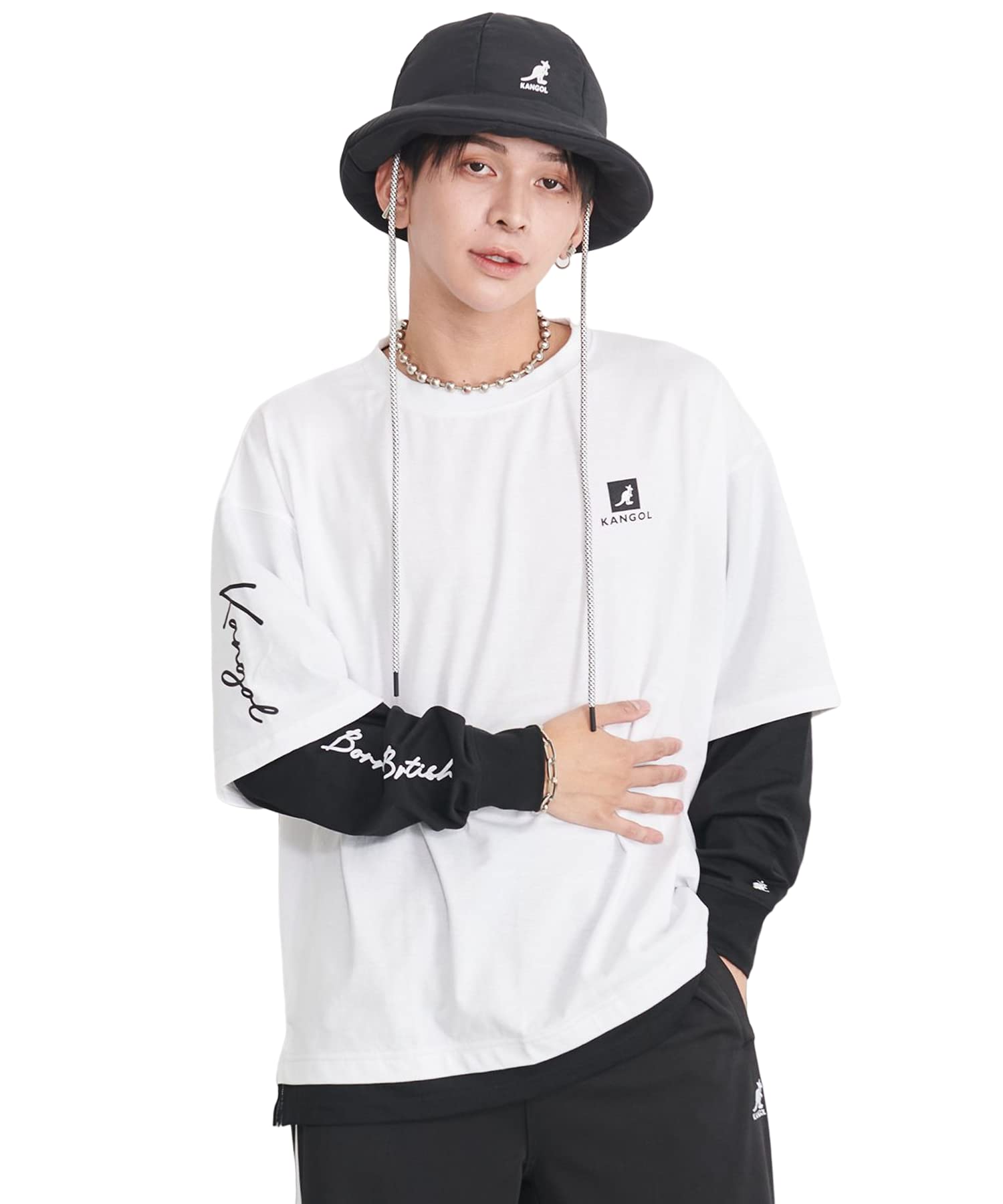 [カンゴール] Tシャツ 長袖 メンズ レディース ロンT 綿100% 無地 ブランド 大きいサイズ レイヤードTシャツ おしゃれ ゆったり スポーツ ストリート 黒 白 ベージュ kpmc-1028