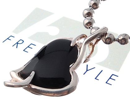 FREE STYLEブラックオニキスハートフリースタイルペンダントst/シルバーアクセサリーst/プ