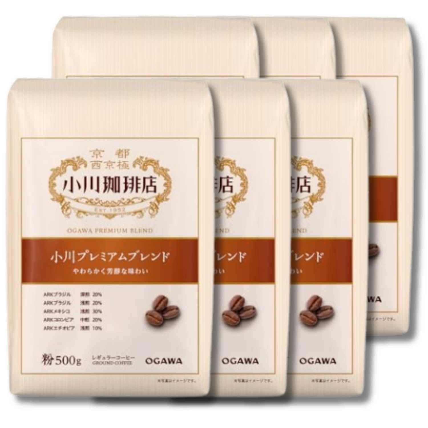6個セット 小川珈琲店 小川プレミアムブレンド 粉 500g
