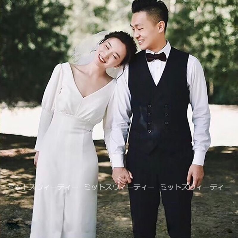 ウエディングドレス 二次会 スレンダードレス 花嫁 ミモレ丈ドレス 長袖 結婚式 ブライダル パーティードレス フォトウェディング 披露宴 演奏会 大きいサイズ 11,064円