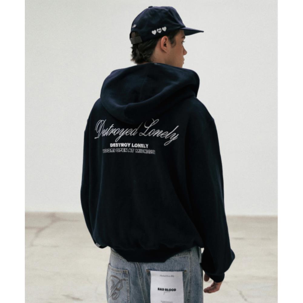 BADBLOOD Classic Logo Hoodie Navy w-hde24-023