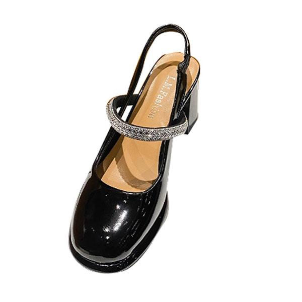バックストラップ エナメル ハイヒール パンプス レディース キラキラストラップ かかとなし かかとストラップ サンダル 美脚 春夏