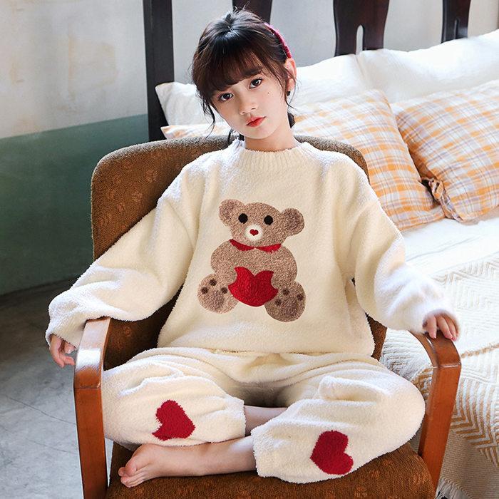 パジャマ キッズ 子供服 女の子 長袖 ボア 冬 クマ 上下2点セット おしゃれ かわいい セットアップ 女児 ふわふわ あったか 可愛い 寝間着 部屋着 防寒 5,258円