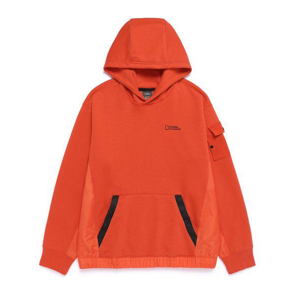 N261MHD500 NRN ハイブリッド セミオーバーフィット フーディ L/オレンジ