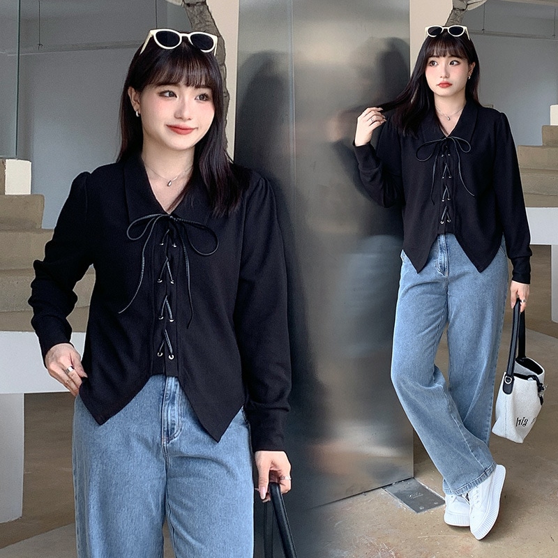 5L 4L 秋冬 韓国 大きいサイズ 長袖ニットトップス レディースシャツブラウス タイト ストレッチ 30代 40代 50代 60代大きいサイズのファッションの上着のスーツの秋のファッションはやせて