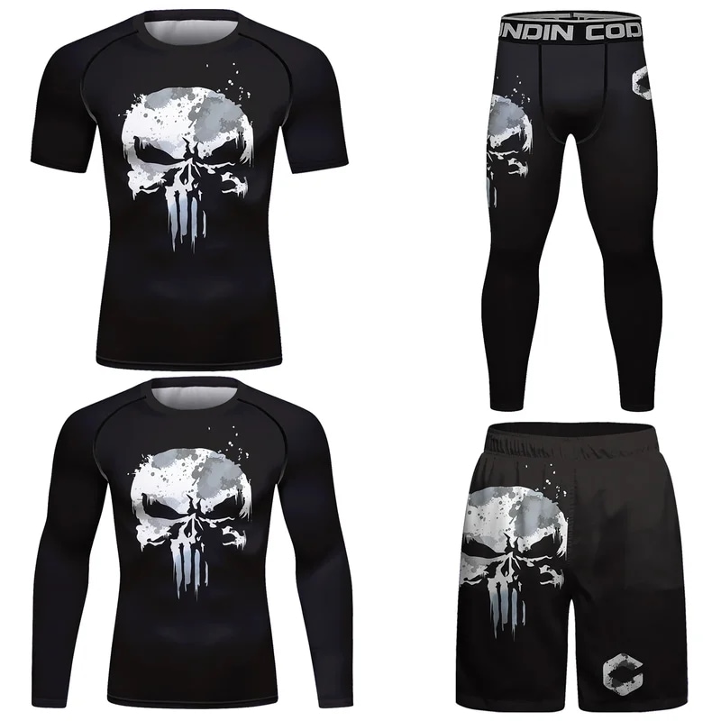 納期1~3週間程:Mma jiu柔術Tシャツとパンツセット男性用bjjラッシュガードブラジルgrapping mmaショーツジムgiボクシング服ムエタイジャージ