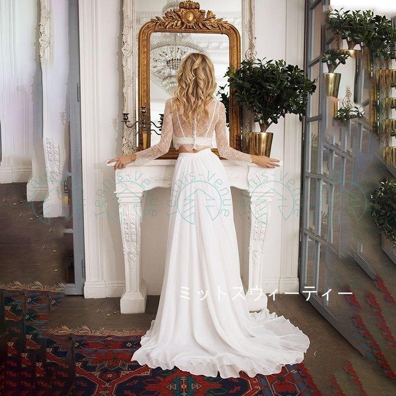 二次会ドレス 結婚式 レース セパレート 撮影 発表会 旅行 海外挙式 白 花嫁 ウェディングドレス