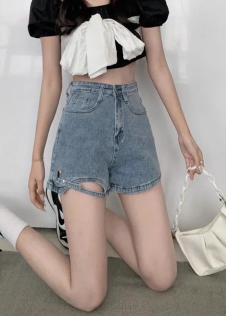 デニムショートパンツ ショートパンツ デニムパンツ ハイウエスト 夏 カジュアル お出かけ デート