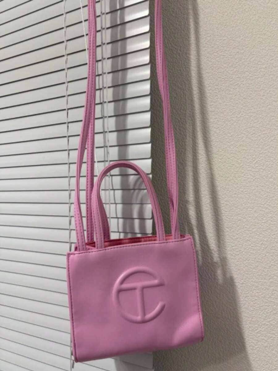 1 個TELFAR 無地 PU ショルダーバッグ 小さいクロスボディバッグ 通勤カジュアルに最適17*12*8cm
