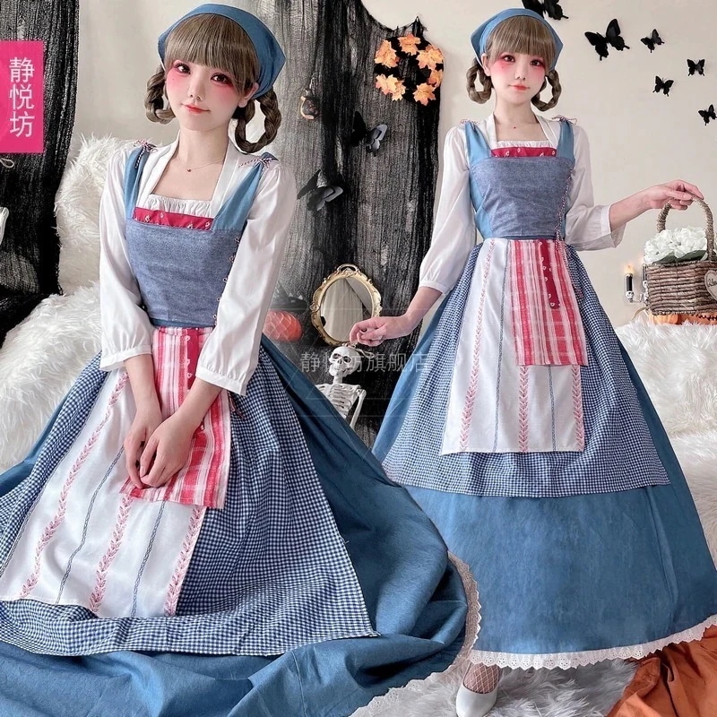 ハロウィン メイド服 コスプレ ビアガール アリス 田園衣装 ステージ 親子衣装 農場衣装