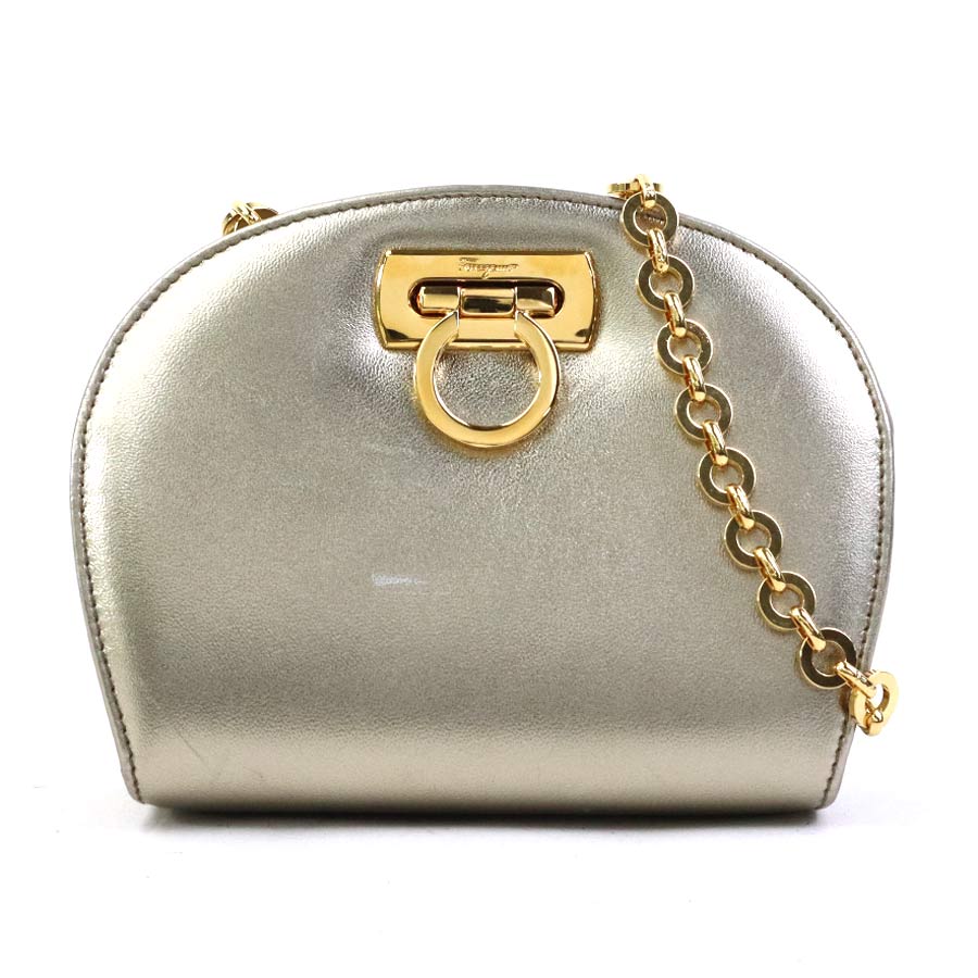 サルヴァトーレフェラガモ Salvatore Ferragamo ショルダーバッグ ガンチーニ レザー/メタル ゴールド レディース e60753a