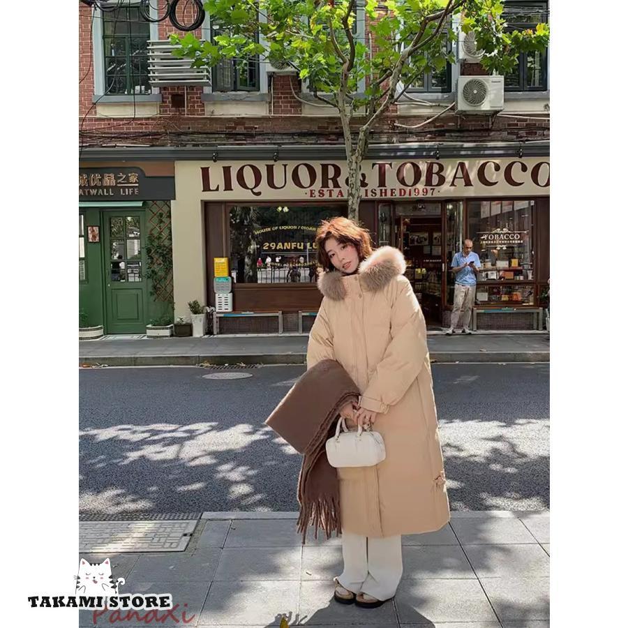 ダウンコート 超ロング レディース 90％ダウン フォックスファー ダウンジャケット aライン着痩せ 撥水 レディース 膝下 コート