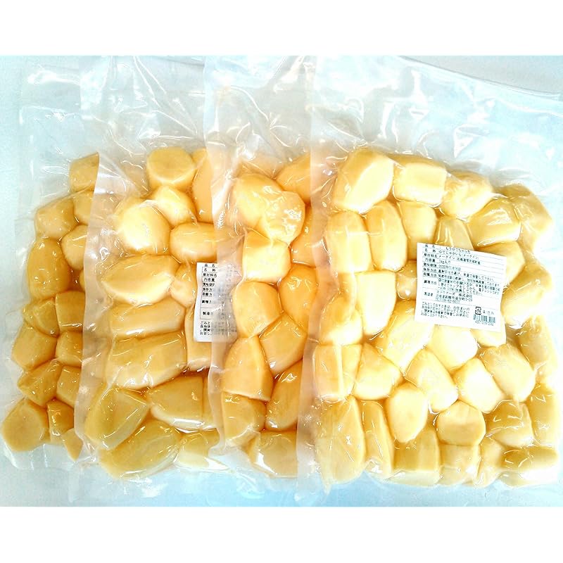 ［カドウフーズ］ レトルト野菜 もうゆでちゃった シリーズ/サステナブル 北海道 非常食 時短 無添加 簡単調理 (1kg×4袋, じゃがいも)