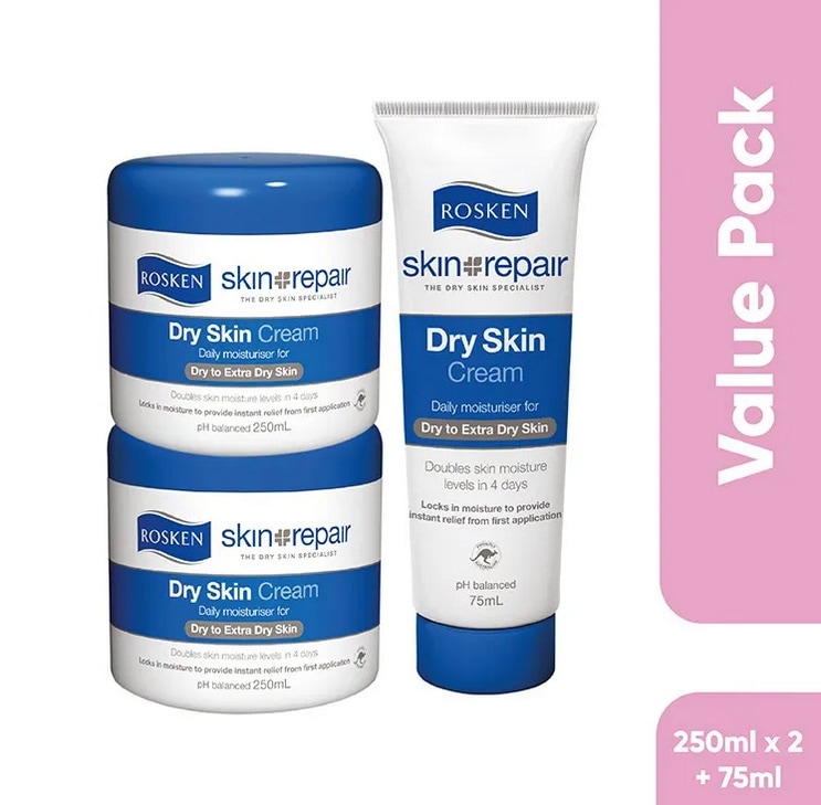 [Value Pack = 2 + 1] Rosken Dry Skin Cream 250ml x 2pcs + 75ml