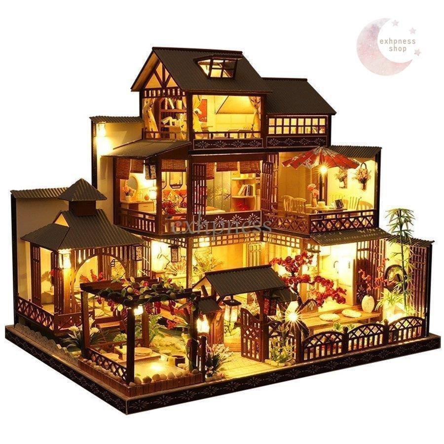DIY木製ドールハウス雅泉の庭 ミニチュアコレクションプレゼント