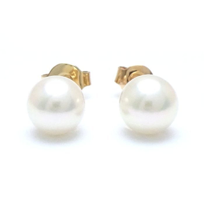 パール ピアス 真珠6.6ミリ/6.5ミリ K18YG イエローゴールド/28118【中古】