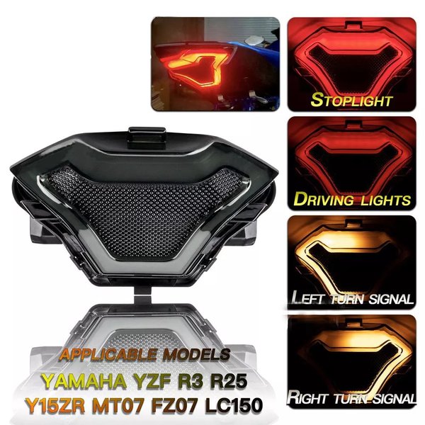 二輪車用LED テールライト ブレーキライト 方向指示器 ヤマハyzf r3 r25 y15zr mt07 fz07 lc150