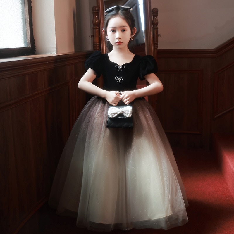 女の子のドレスプリンセスドレス2025フラワーガールホスト子供ピアノパフォーマンスコスムスプリング