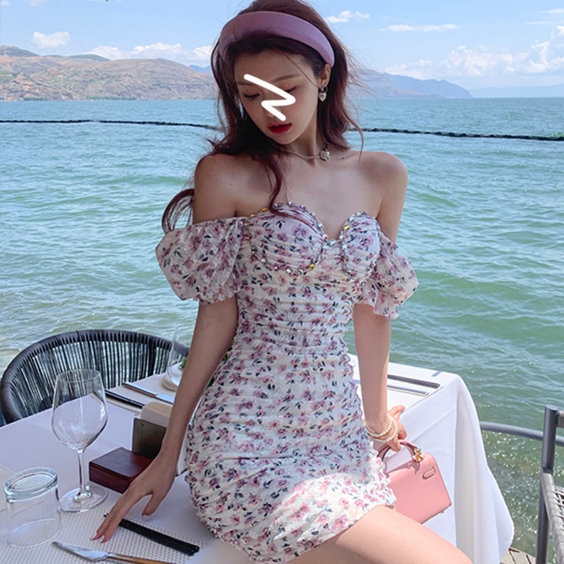 人気花柄ワンピース　タイツワンピ　おしゃれ　パーティードレス　おしゃれ