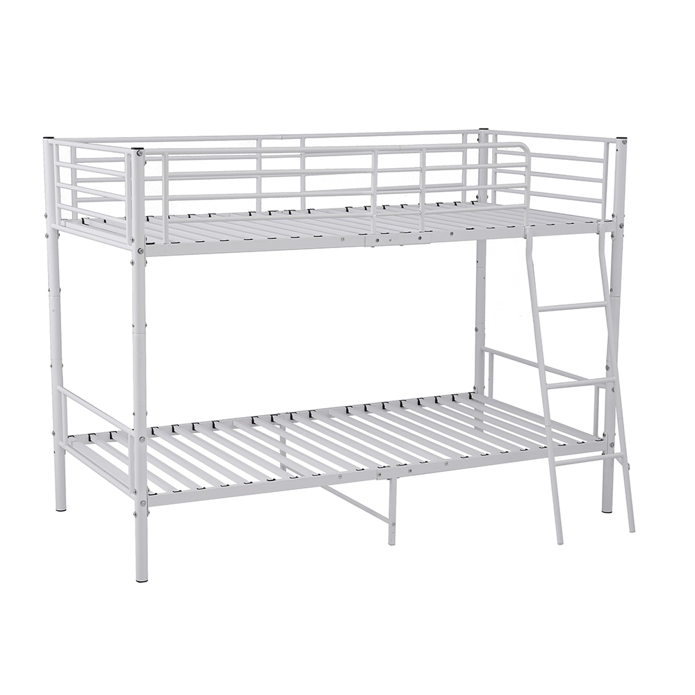 二段ベッド ロフトベッド シングルベッド パイプ 耐震 頑丈フレーム 大人ベッド 子供部屋 社員寮 学生寮 耐荷重150kg ミドルタイプ 高さ150cm [ホワイト]