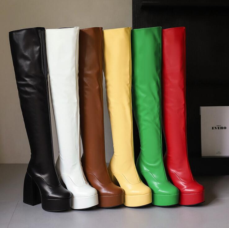 大ヒット レディースブーツ　ニーハイブーツ　厚底ブーツ　14センチ　ハイヒール　ロング丈　秋冬　春秋　サイハイブーツ　大きいサイズ　小さいサイズ　スーパーロングブーツ ダンス　舞台