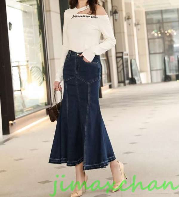 新生活 サマー デニム スカート アレアスカート タイトスカート マキシ丈スカート マーメイドラインスカート ロング