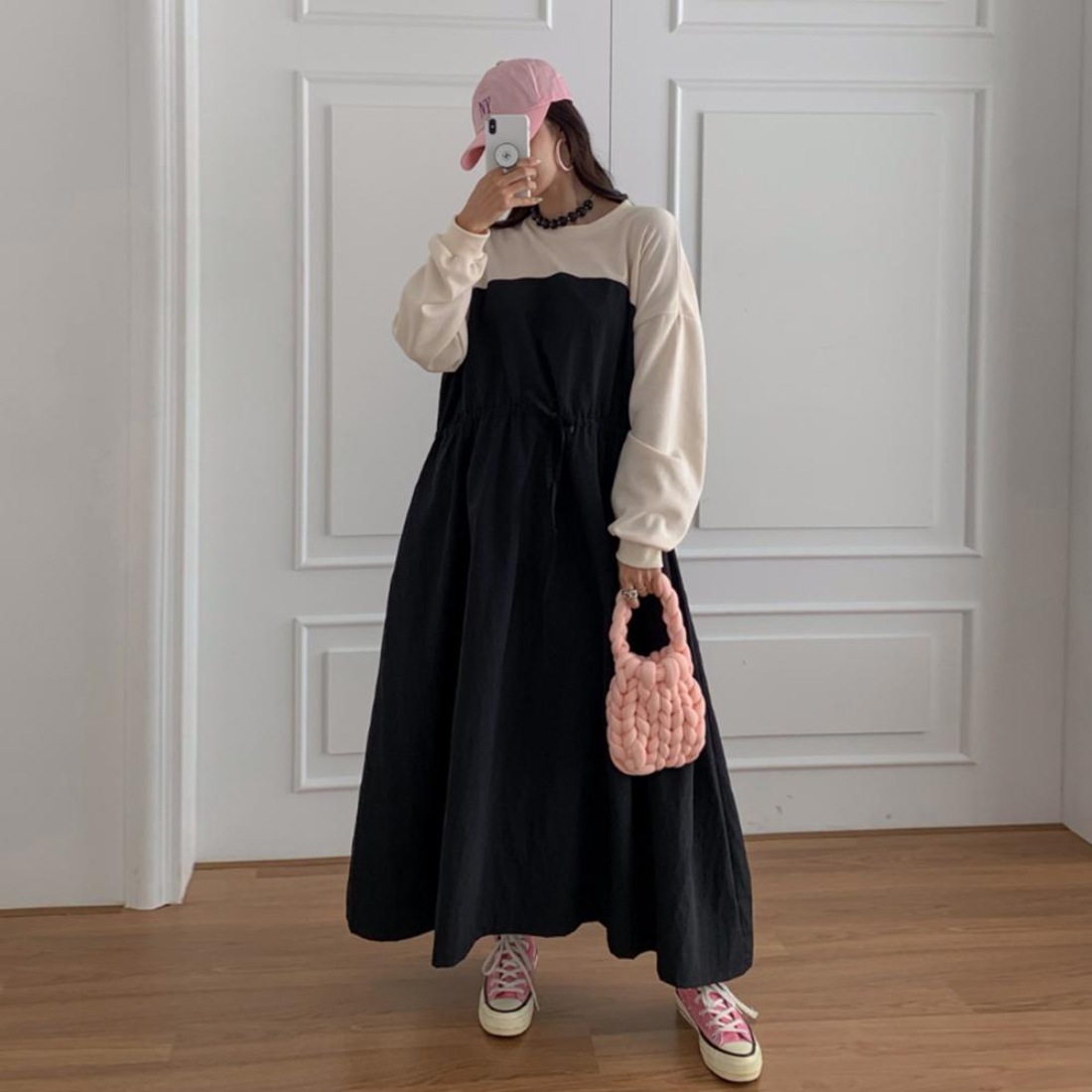 23AW 秋新作 シークレットワンピース (ブラック) / 3カラー / フリーサイズ / ナイロン100%