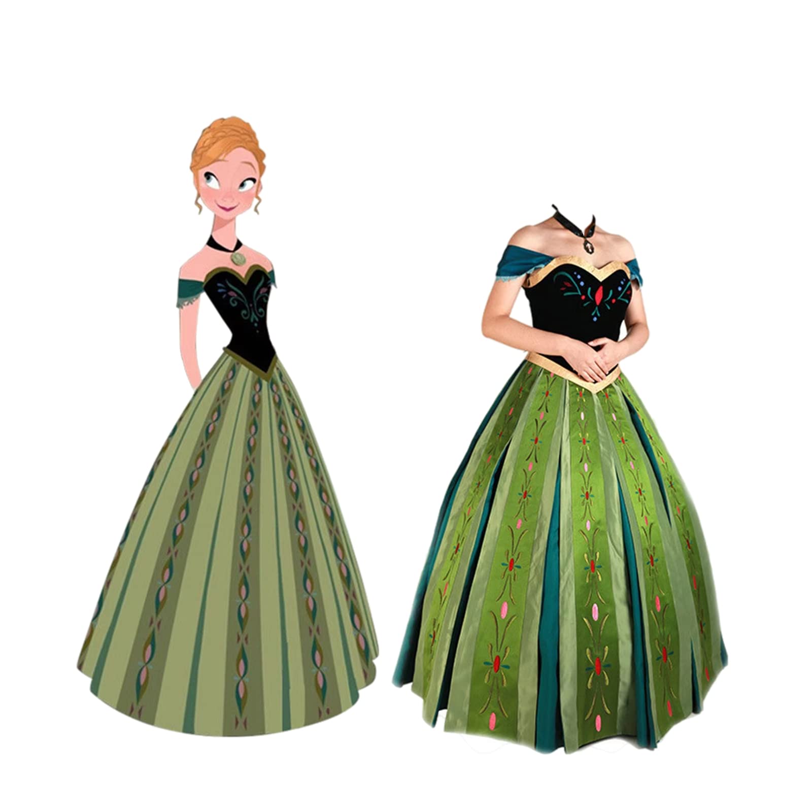 [Essri] アナと雪の女王 コスプレ衣装 アナ プリンセスドレス 刺繍 コスチューム Anna Cosplay 演出服 変装 仮装 日常服 アニメ 祭り 学園祭 文化祭 漫遊展 ハロウィン クリス
