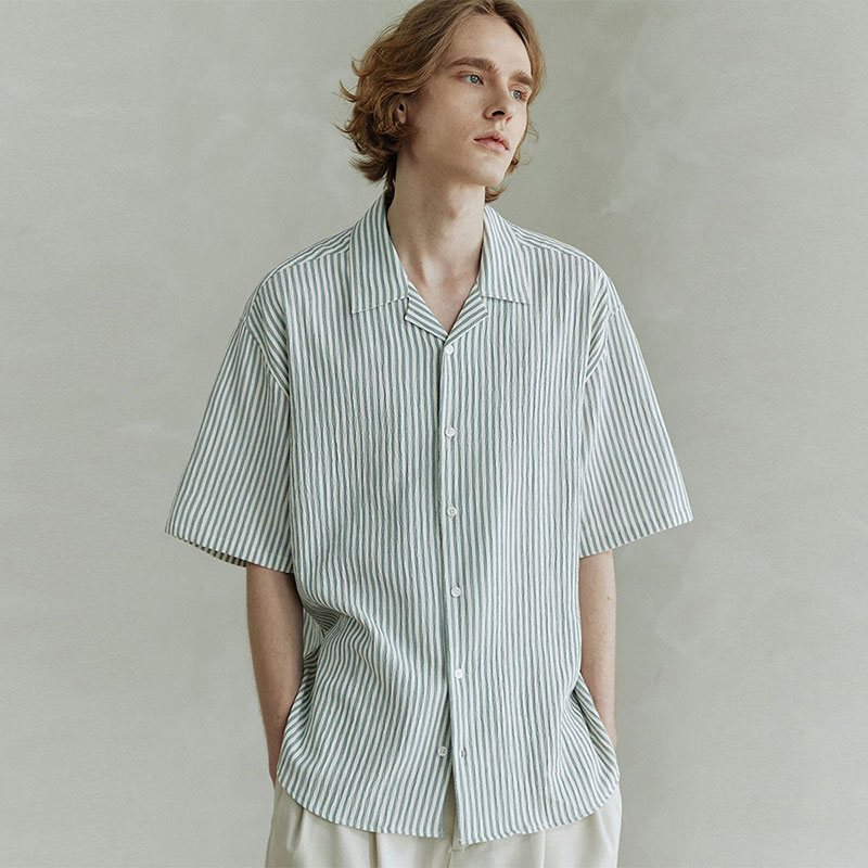 Open Cara Crease Stripe Shirt [Youth Blue]