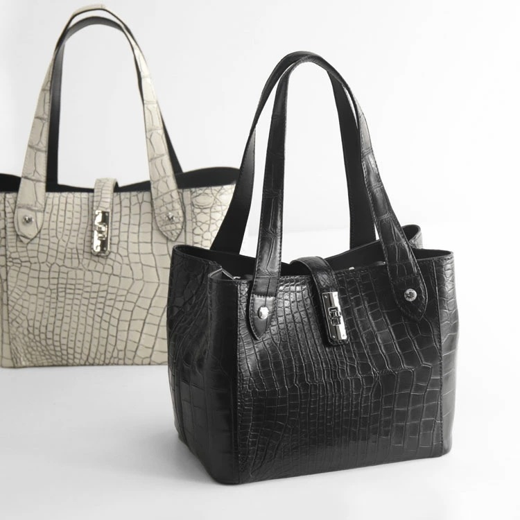 クロコダイルハンドバッグレディース日本製キューブバッグ