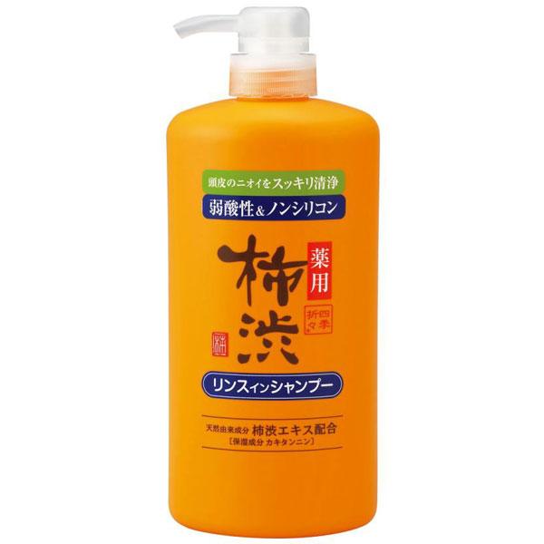 熊野油脂 薬用 柿渋 リンスインシャンプー 本体 600ml 16本セット 【ケース販売】
