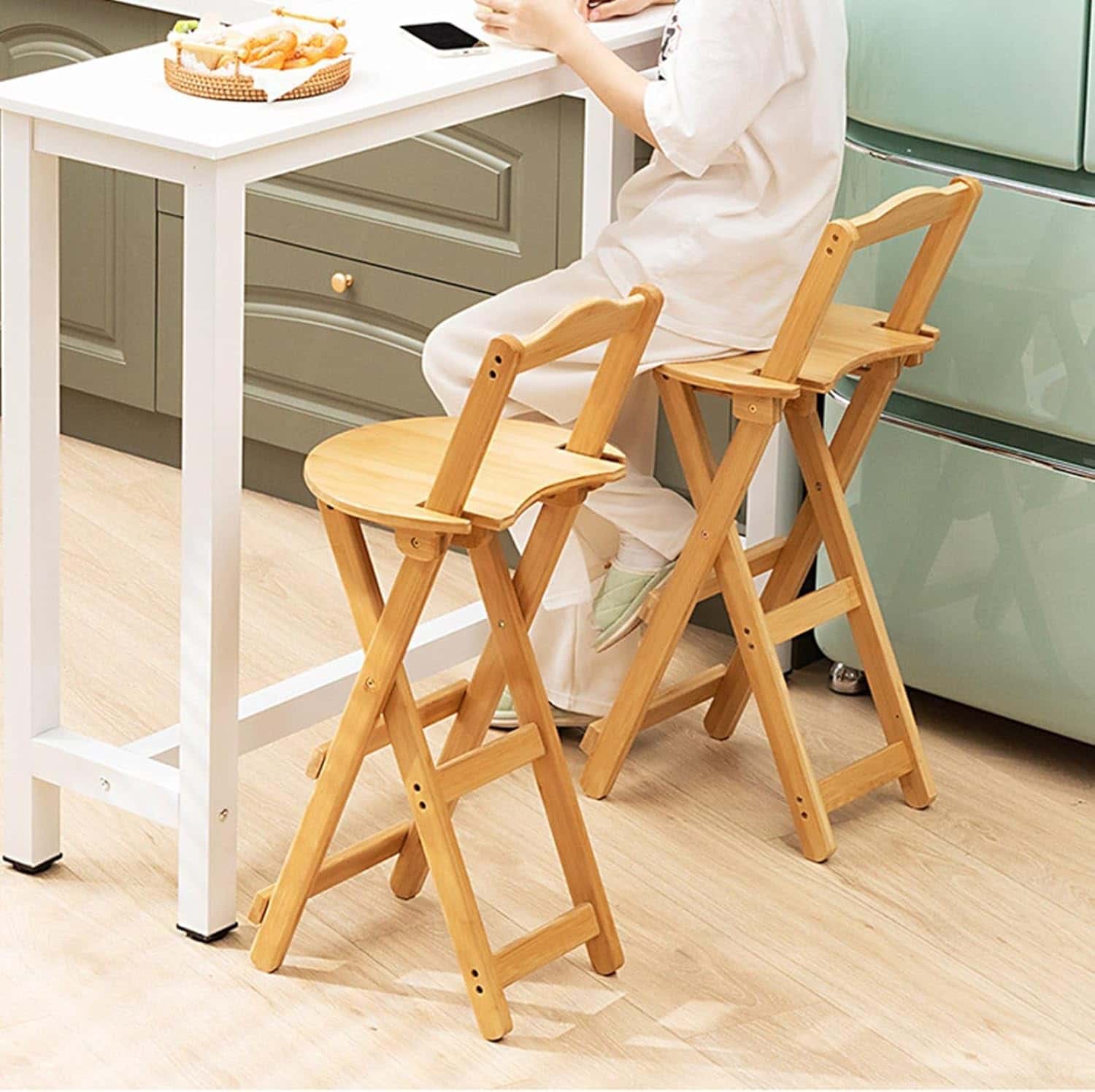 バーチェア ハイスツール 29*36*85CM 折り畳み 木製 原色 29*27*70CM カウンターチェア 省スペース ウッドスツール 茶色 大人用 背付 キッチンダイニング