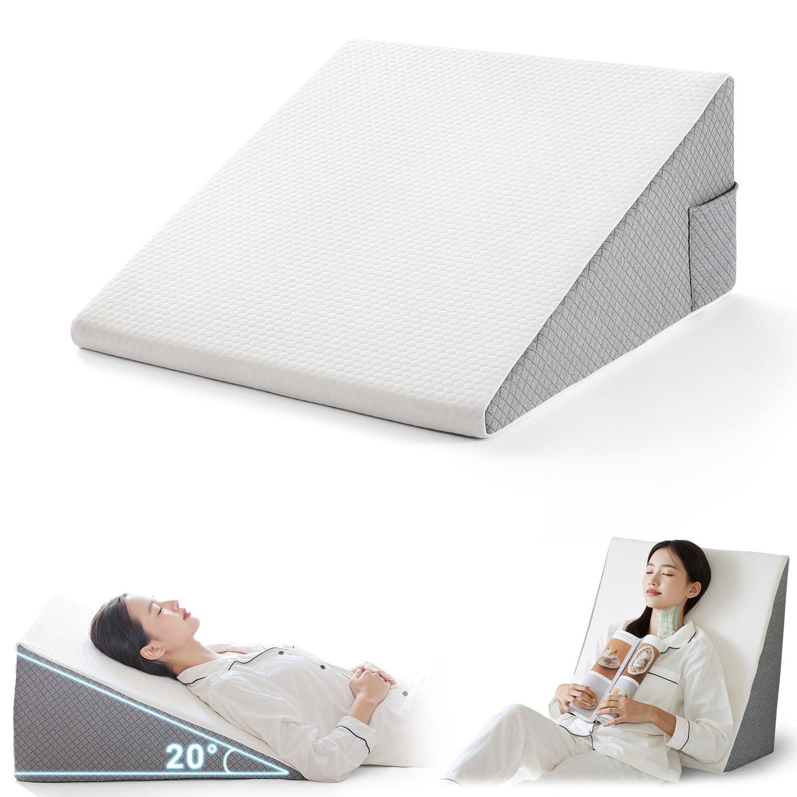 【介護専門家推薦】 三角クッション Tillmulya 背もたれ クッション OEKO-TEX認証 腰枕 6in1 三角枕 【真·25D高反発】 背中クッション 洗える枕カバー テレビ/読書/ごろ寝