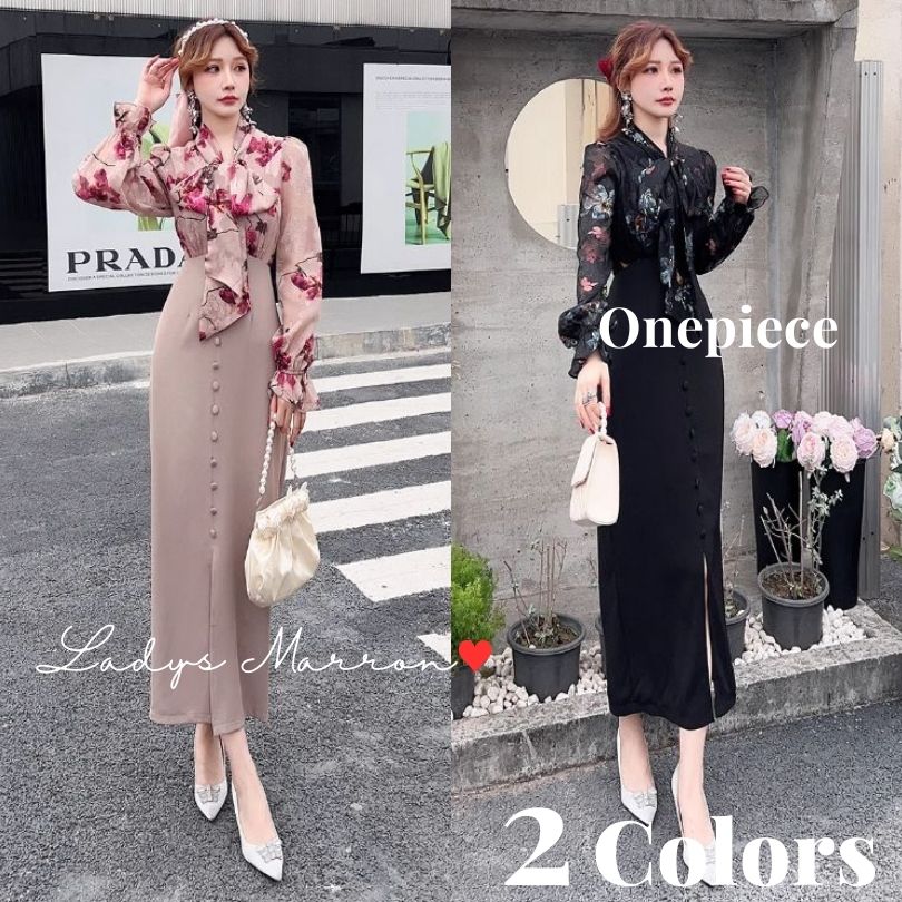 【急速出荷 2025年新作】タイトワンピース ロング 上品 きれいめ スリットワンピース 韓国 花柄ワンピース お呼ばれワンピース 同窓会ワンピース 成人式ワンピース 成人式ドレス 同窓会ドレス パー