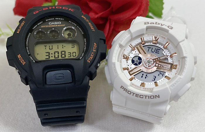 恋人たちのGショック ペアウオッチ G-SHOCK BABY-G ペア腕時計 カシオ 2本セット DW-6900B-9 BA-110XRG-7AJF ギフト ラッピング無料 メッセージカード クリ