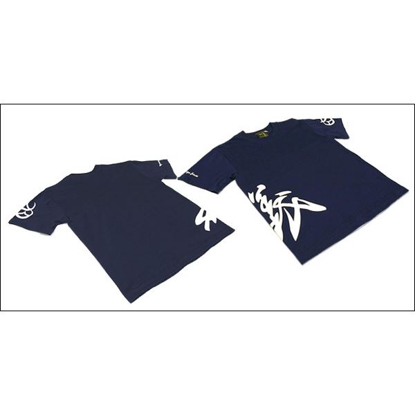 戦国武将Tシャツ (直江兼続 義) XSサイズ 半袖 綿100% ネイビー(紺) (Uネック おもしろ)