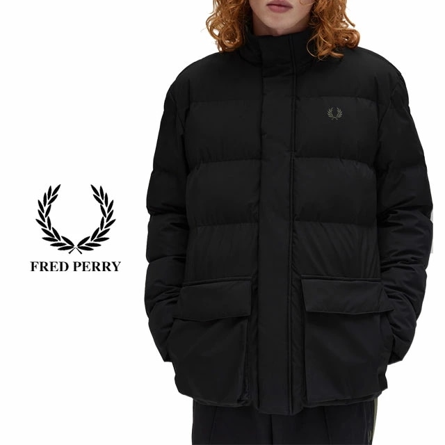 フレッドペリー 中綿ジャケット メンズ J8545 パデッドポケットデティールジャケット コート アウター 上着 長袖 防寒 中綿入り ウェア 前開き カジュアル アパレル 服 黒 送
